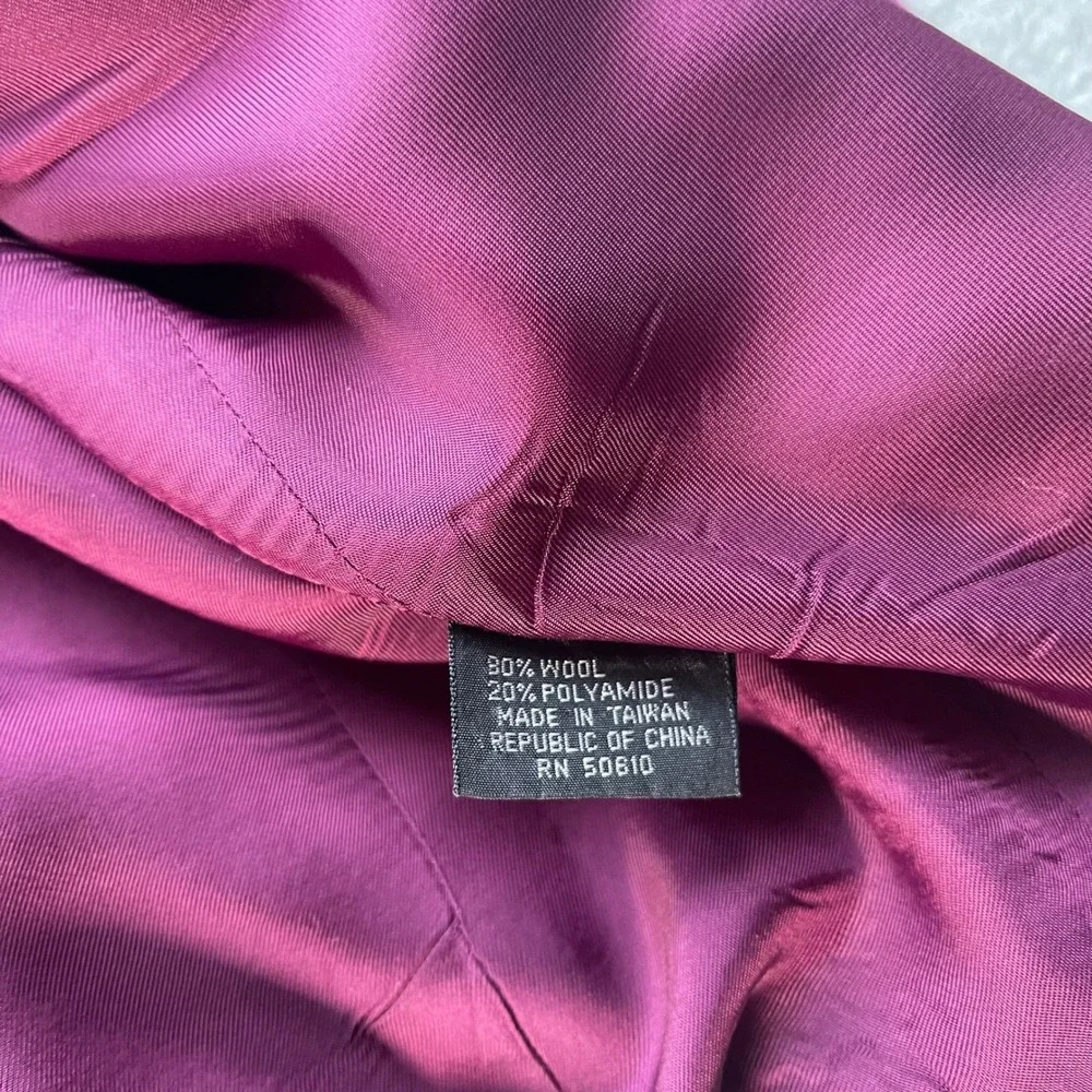 VTG Sasson Wool Blazer Sz 10 Magenta Cropped Double Breasted 80s Paris NY - Picture 10 of 16